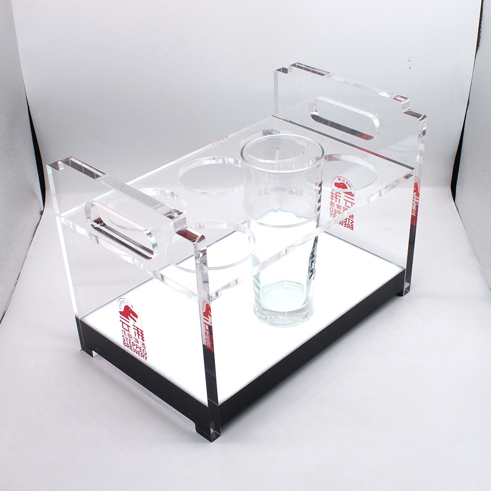 High Quality Double Transparent Acrylic Cup Holder Wine Display Holder for Bars